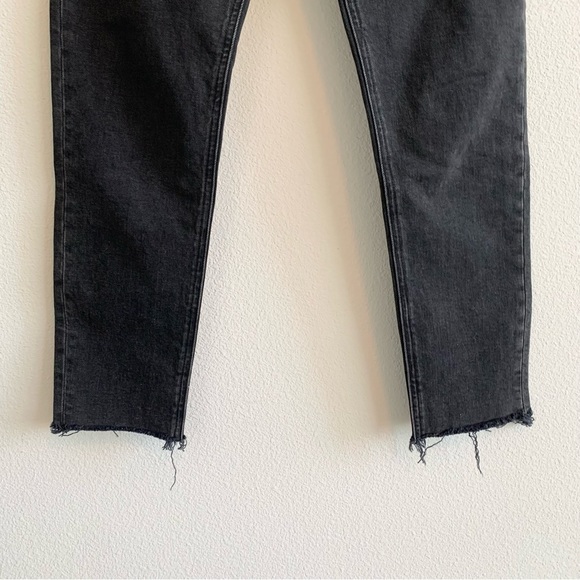 Aritzia Denim Forum The Yoko High Rise Slim Black Jeans Button Fly Raw Hem - Picture 2 of 10
